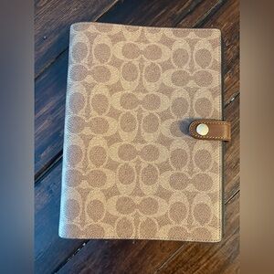 Coach Brown Leather Accent notebook  Portfolio